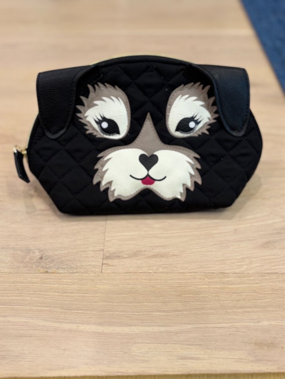 Betsey Johnson kitsch “Fritzy” Puppy Dog Quilted Cosmetic Bag